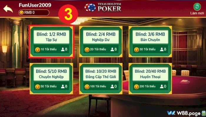 Chơi Poker trên W88 thưởng 90,000 VND tiền cược miễn phí (4)